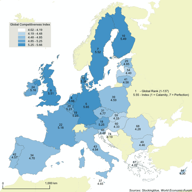 Map of European competitiveness