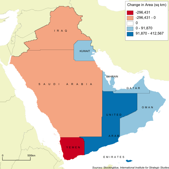 Cartogram map of military personnel in the Arabian Peninsula