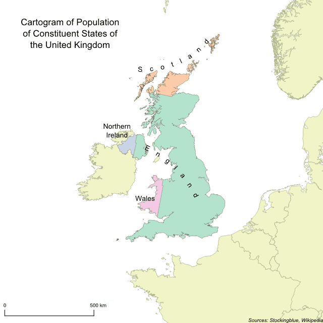 Cartogram of Population of the United Kingdom